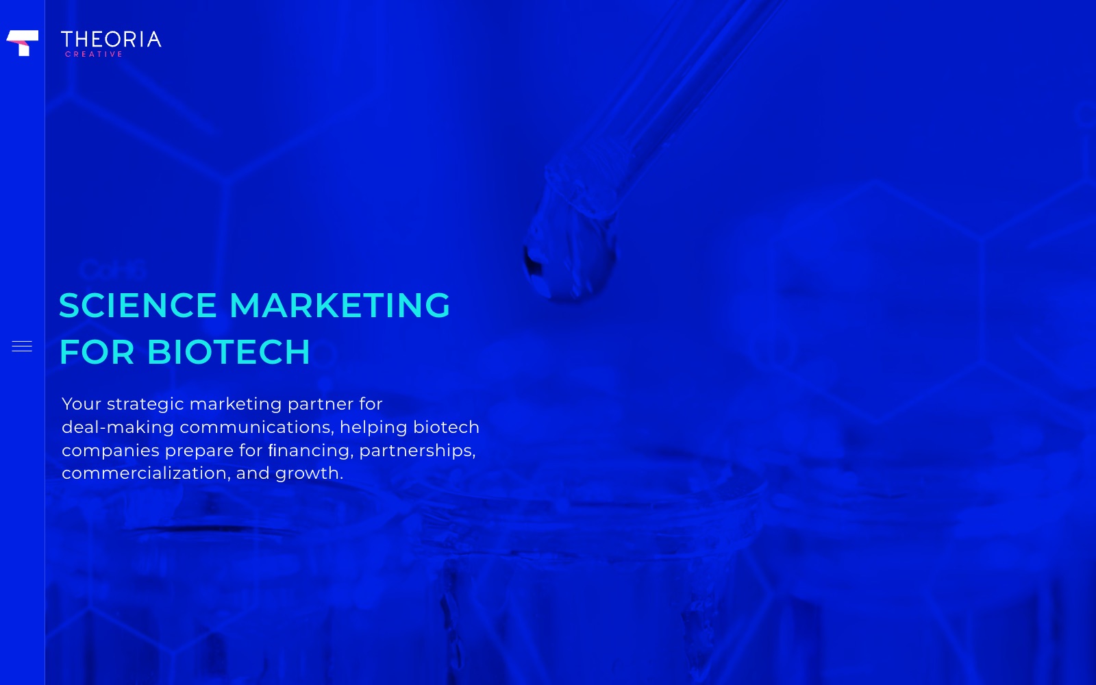 Pitch Deck Agencies for Climate Tech Startups, Energy and Biotech Founders 7 Theoria Creative homepage screenshot: pitch deck agency for climate, energy and biotech startups